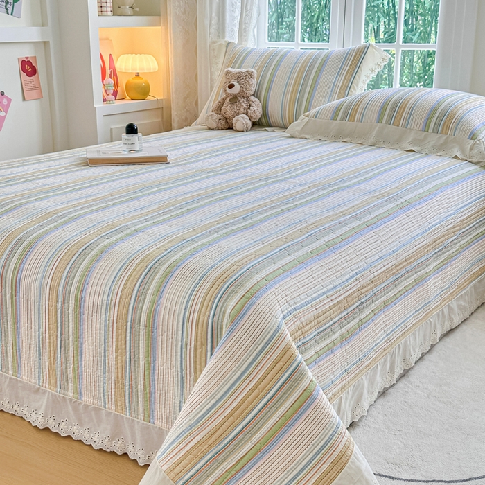 91家纺网 家纺一手货源 找家纺 岚吉家纺 2025新款全棉棉花床盖四件套 黄苏条