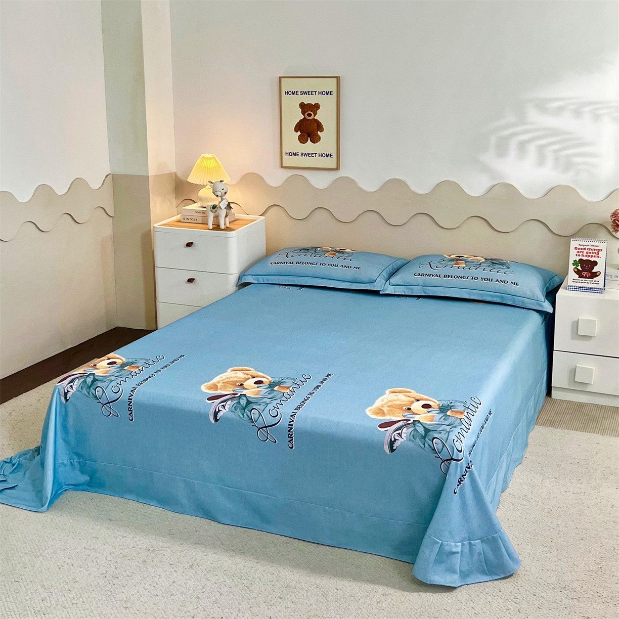 91家纺网 家纺一手货源 找家纺 曼秀琳 2025秋冬新款全棉磨毛印花四件套 你好朋友-兰