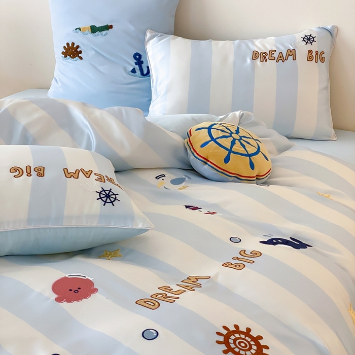 91家纺网 家纺一手货源 找家纺 （总）星野 2025新款双股澳棉长绒棉四件套-海洋之心