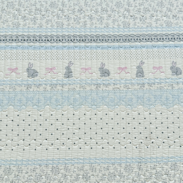 91家纺网 家纺一手货源 找家纺 岚吉家纺 2025新款全棉棉花床盖四件套 花边兔