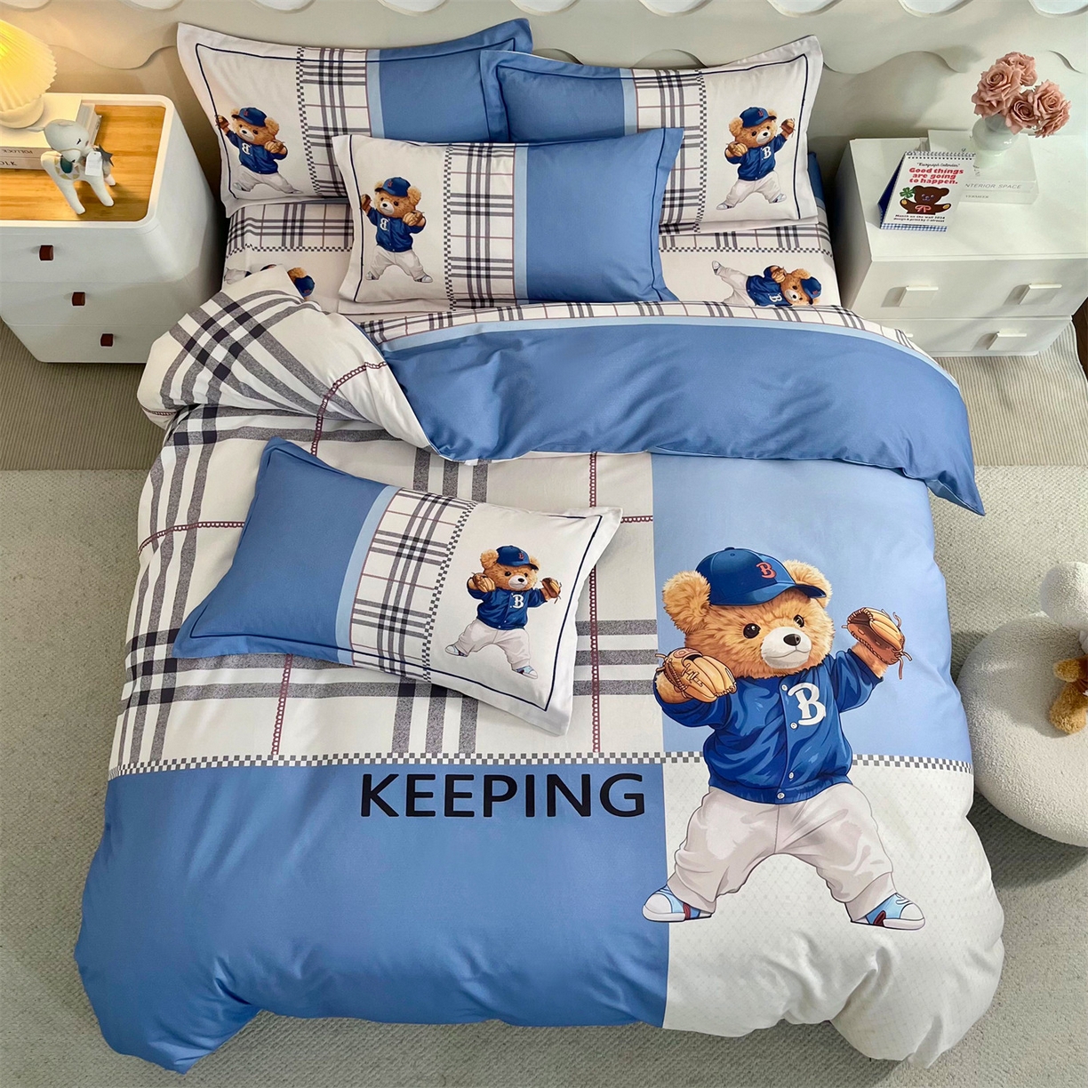 91家纺网 家纺一手货源 找家纺 曼秀琳 2025秋冬新款全棉磨毛印花四件套 巴克队长-兰