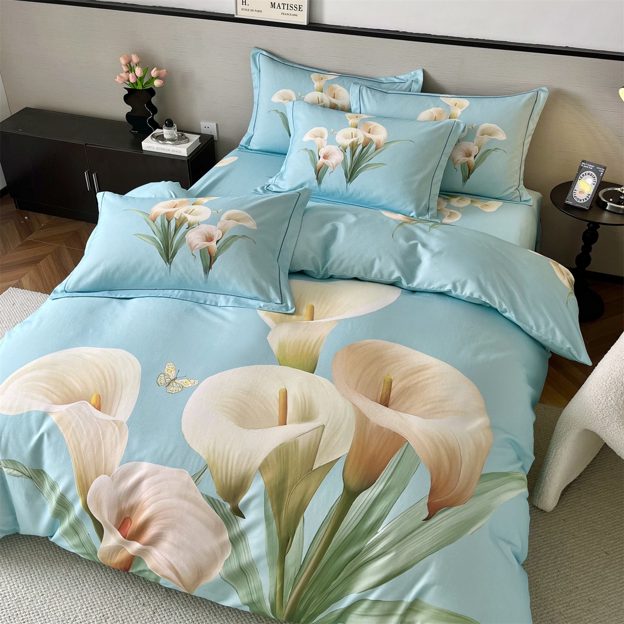 91家纺网 家纺一手货源 找家纺 曼秀琳 2025秋冬新款全棉磨毛印花四件套 清新俊逸-兰