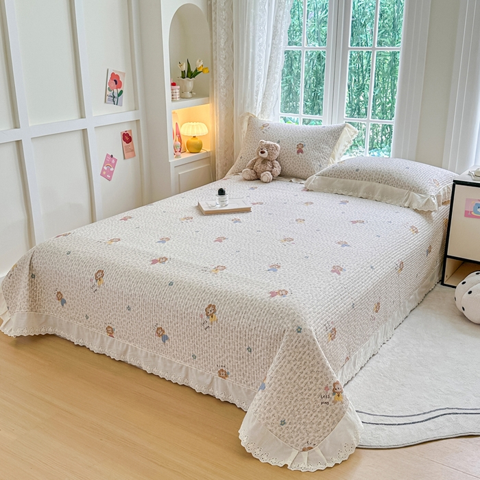 91家纺网 家纺一手货源 找家纺 岚吉家纺 2025新款全棉棉花床盖四件套 萌萌狮