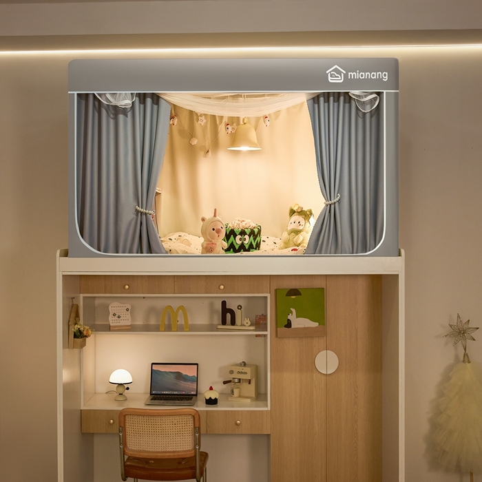 91家纺网 家纺一手货源 找家纺 卓尔居 2025新款学生遮光床帘蚊帐-遮光大师系列 灰色