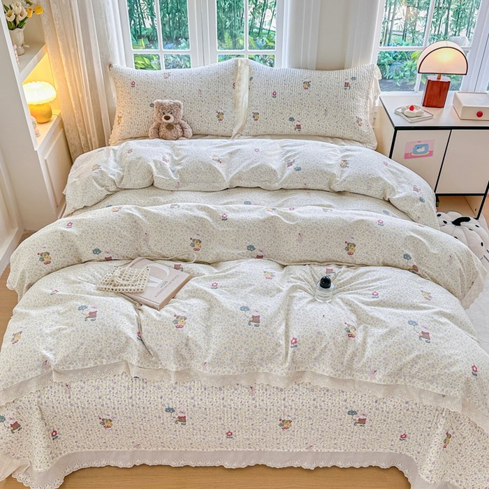 91家纺网 家纺一手货源 找家纺 岚吉家纺 2025新款全棉棉花床盖四件套 兔菲菲