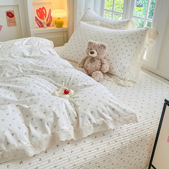 91家纺网 家纺一手货源 找家纺 岚吉家纺 2025新款全棉棉花床盖四件套 缤纷樱桃