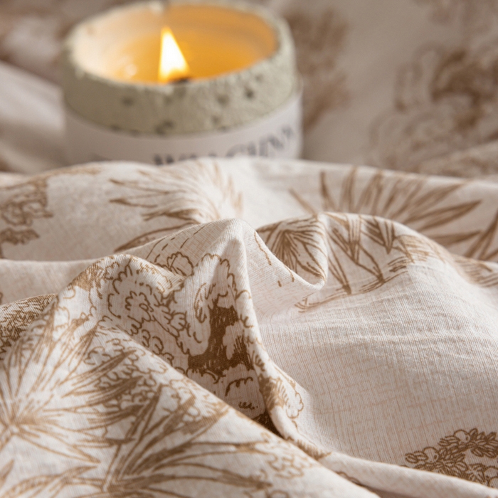 91家纺网 家纺一手货源 找家纺 迷尚家居 2025新款复古色织棉麻牛奶绒棉加绒四件套 迪奥咖-绒