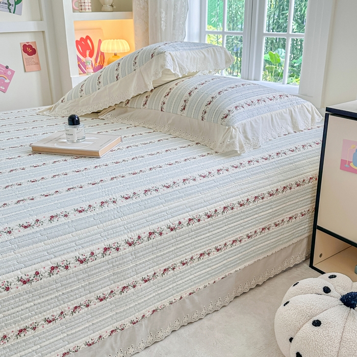 91家纺网 家纺一手货源 找家纺 岚吉家纺 2025新款全棉棉花床盖四件套 蓝美人