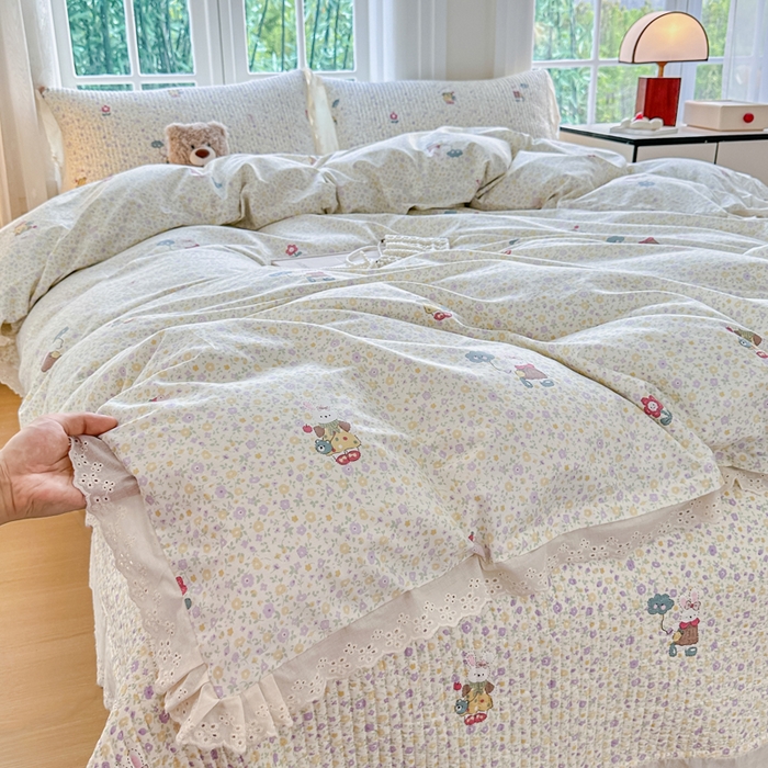 91家纺网 家纺一手货源 找家纺 岚吉家纺 2025新款全棉棉花床盖四件套 兔菲菲