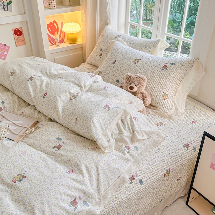 91家纺网 家纺一手货源 找家纺 岚吉家纺 2025新款全棉棉花床盖四件套 兔菲菲