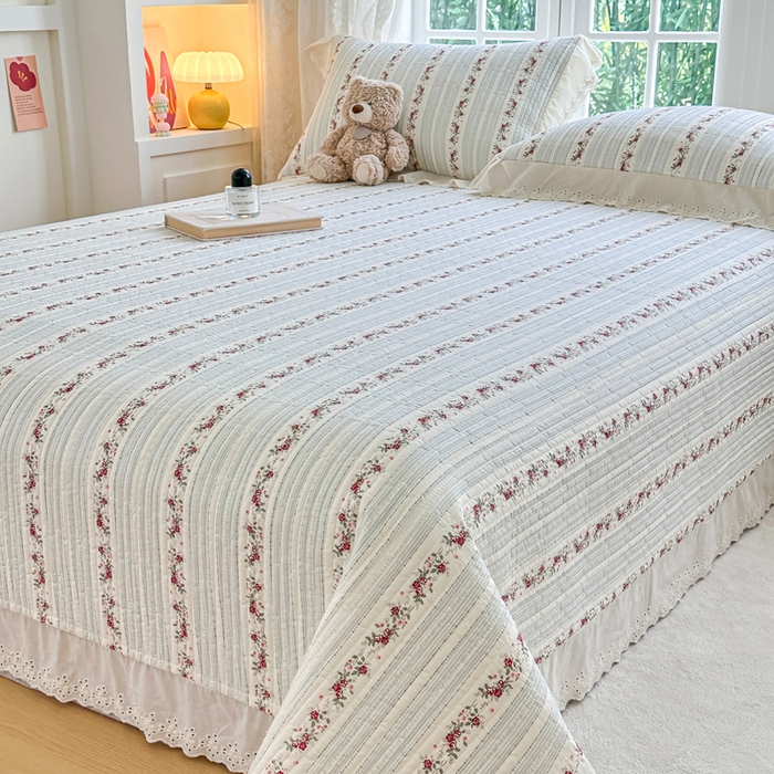 91家纺网 家纺一手货源 找家纺 岚吉家纺 2025新款全棉棉花床盖四件套 蓝美人