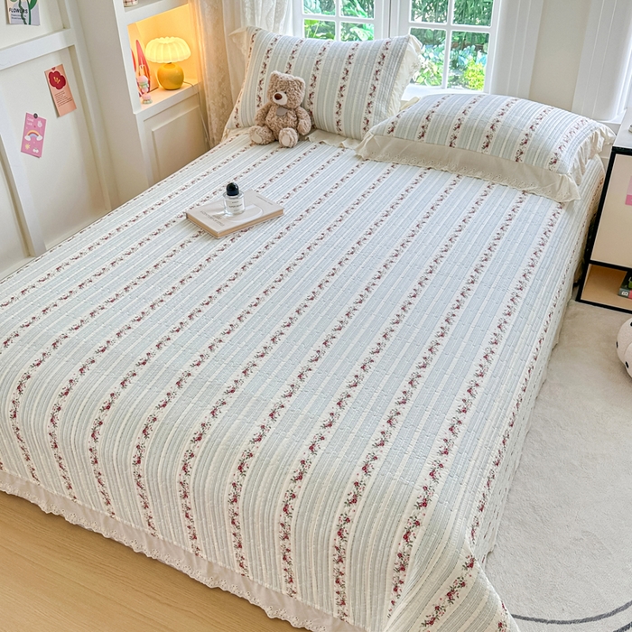 91家纺网 家纺一手货源 找家纺 岚吉家纺 2025新款全棉棉花床盖四件套 蓝美人