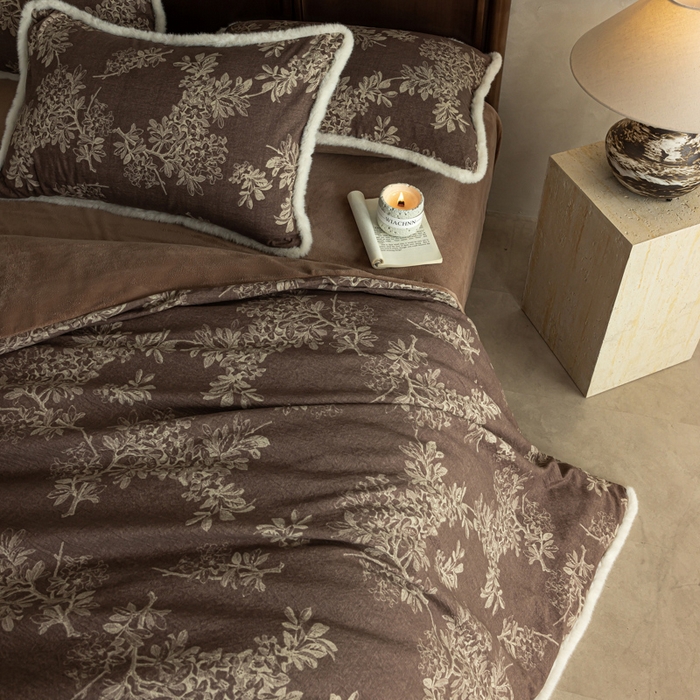 91家纺网 家纺一手货源 找家纺 （总）迷尚家居 2025新款复古色织棉麻牛奶绒棉加绒四件套