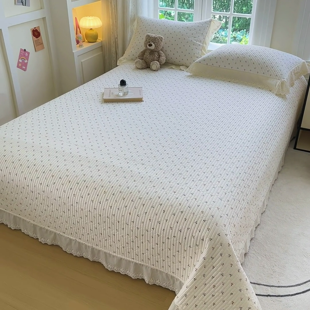 91家纺网 家纺一手货源 找家纺 岚吉家纺 2025新款全棉棉花床盖四件套 缤纷樱桃