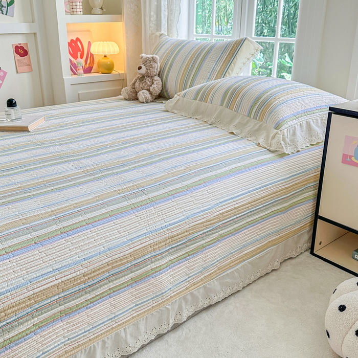 91家纺网 家纺一手货源 找家纺 岚吉家纺 2025新款全棉棉花床盖四件套 黄苏条