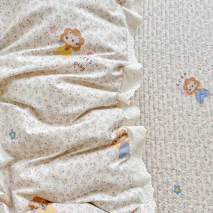 91家纺网 家纺一手货源 找家纺 岚吉家纺 2025新款全棉棉花床盖四件套 萌萌狮