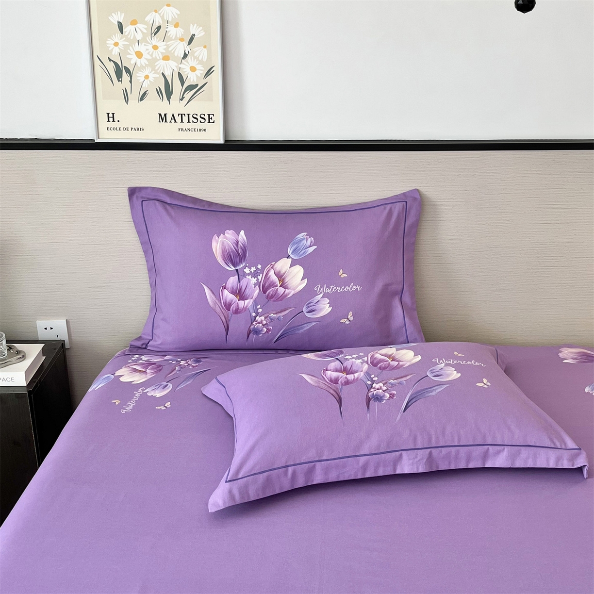 91家纺网 家纺一手货源 找家纺 曼秀琳 2025秋冬新款全棉磨毛印花四件套 滴翠溢香-浅紫