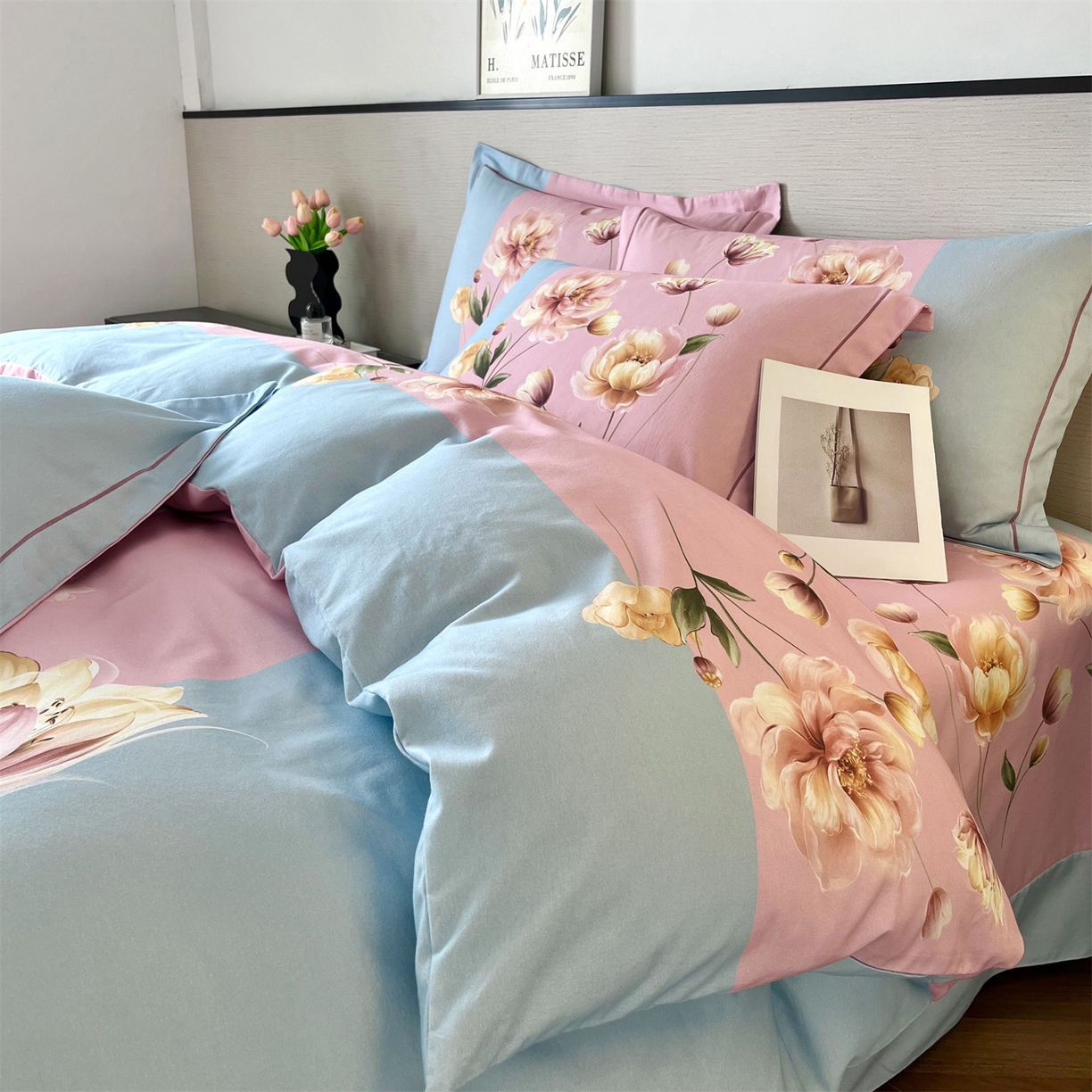 91家纺网 家纺一手货源 找家纺 曼秀琳 2025秋冬新款全棉磨毛印花四件套 岸芷汀兰-粉