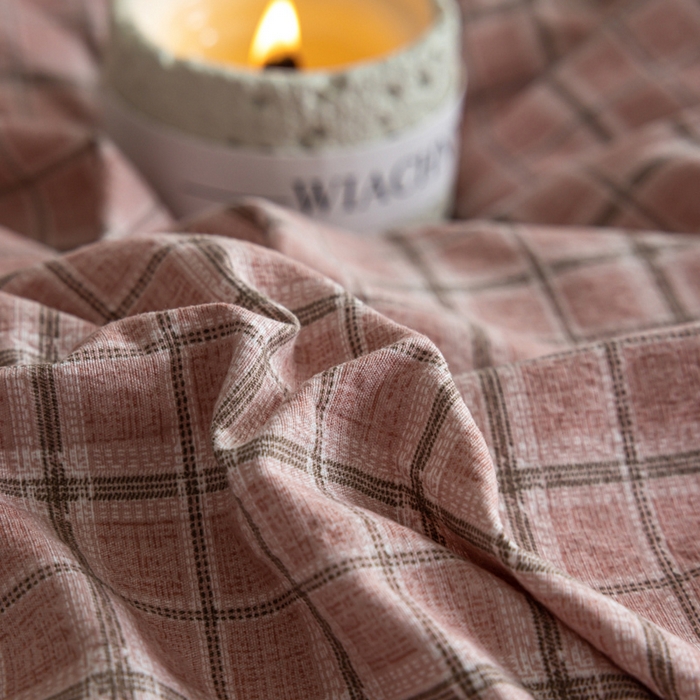 91家纺网 家纺一手货源 找家纺 迷尚家居 2025新款复古色织棉麻牛奶绒棉加绒四件套 秋恋红-绒