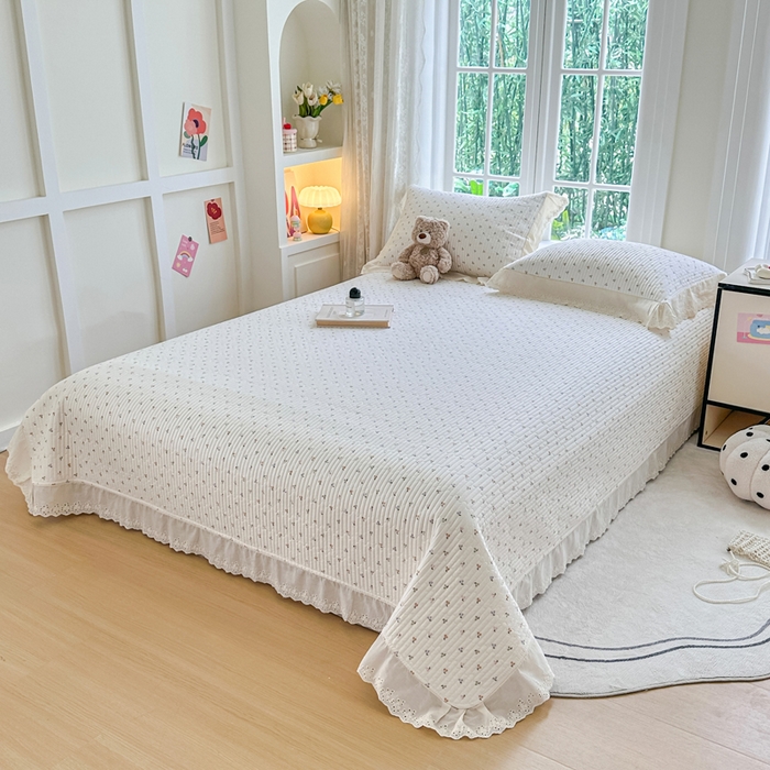 91家纺网 家纺一手货源 找家纺 岚吉家纺 2025新款全棉棉花床盖四件套 缤纷樱桃