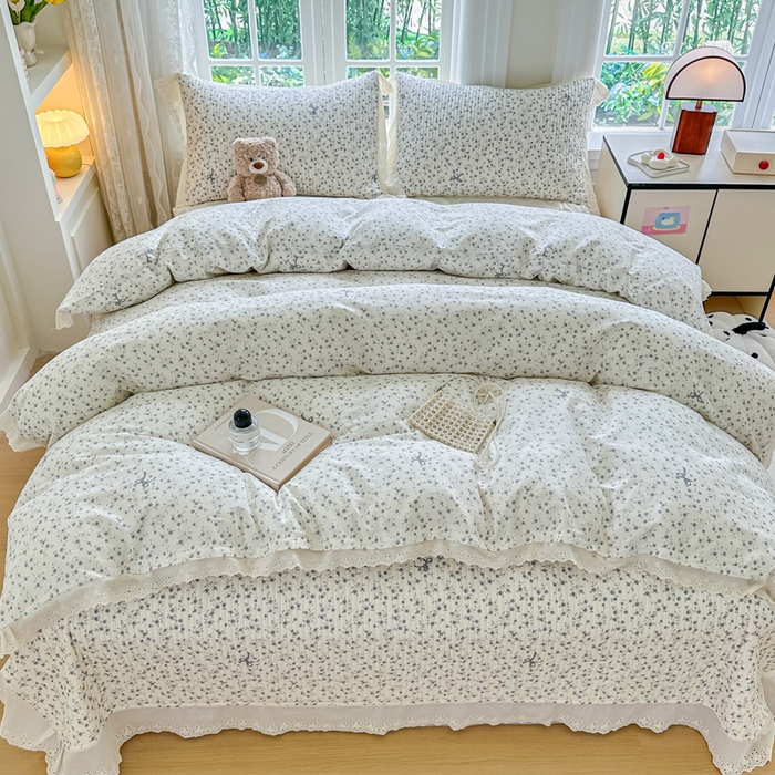 91家纺网 家纺一手货源 找家纺 岚吉家纺 2025新款全棉棉花床盖四件套 向晚