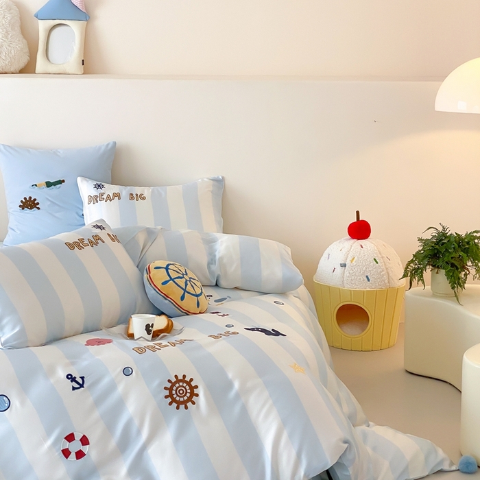 91家纺网 家纺一手货源 找家纺 （总）星野 2025新款双股澳棉长绒棉四件套-海洋之心