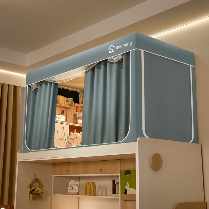 91家纺网 家纺一手货源 找家纺 卓尔居 2025新款学生遮光床帘蚊帐-遮光大师系列 蓝灰