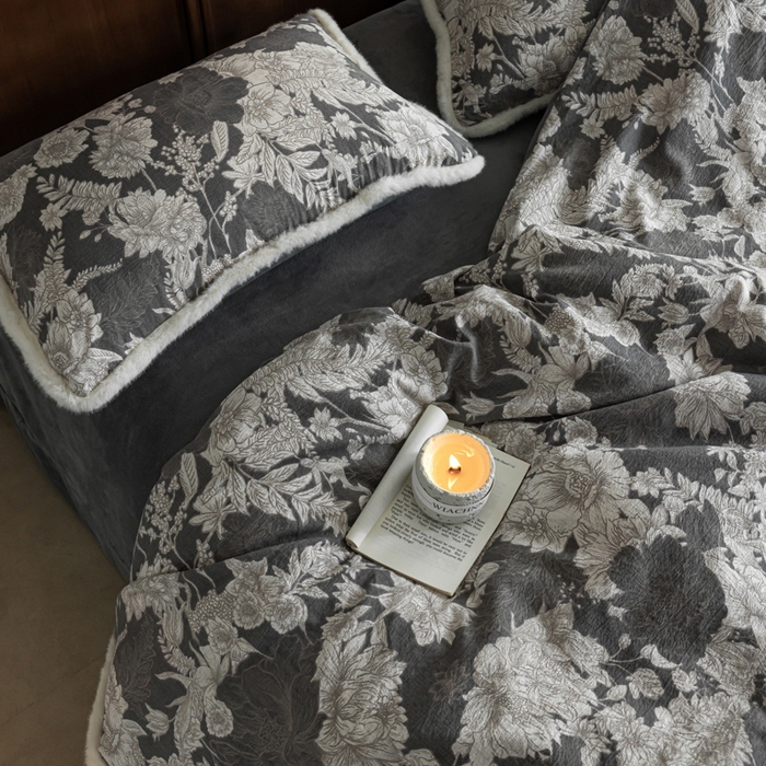 91家纺网 家纺一手货源 找家纺 迷尚家居 2025新款复古色织棉麻牛奶绒棉加绒四件套 玉环-绒