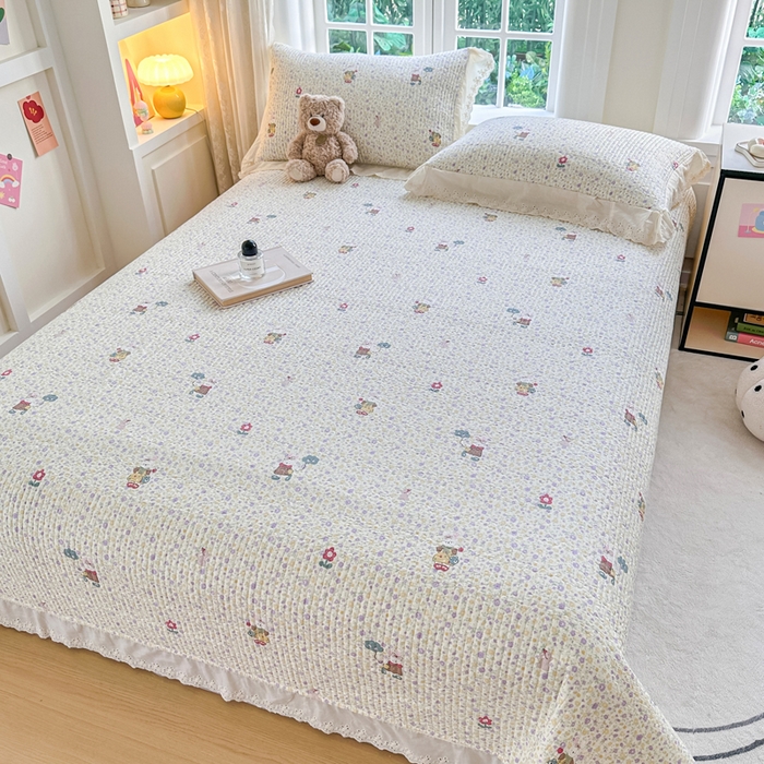 91家纺网 家纺一手货源 找家纺 岚吉家纺 2025新款全棉棉花床盖四件套 兔菲菲