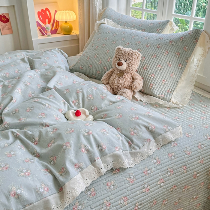 91家纺网 家纺一手货源 找家纺 岚吉家纺 2025新款全棉棉花床盖四件套 游花间