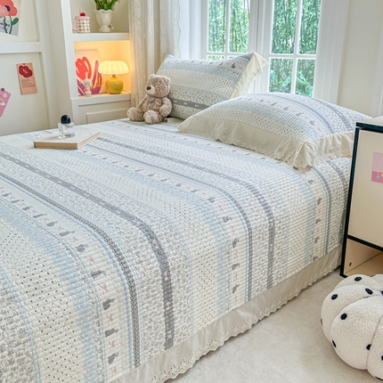 岚吉家纺 2025新款全棉棉花床盖四件套 花边兔