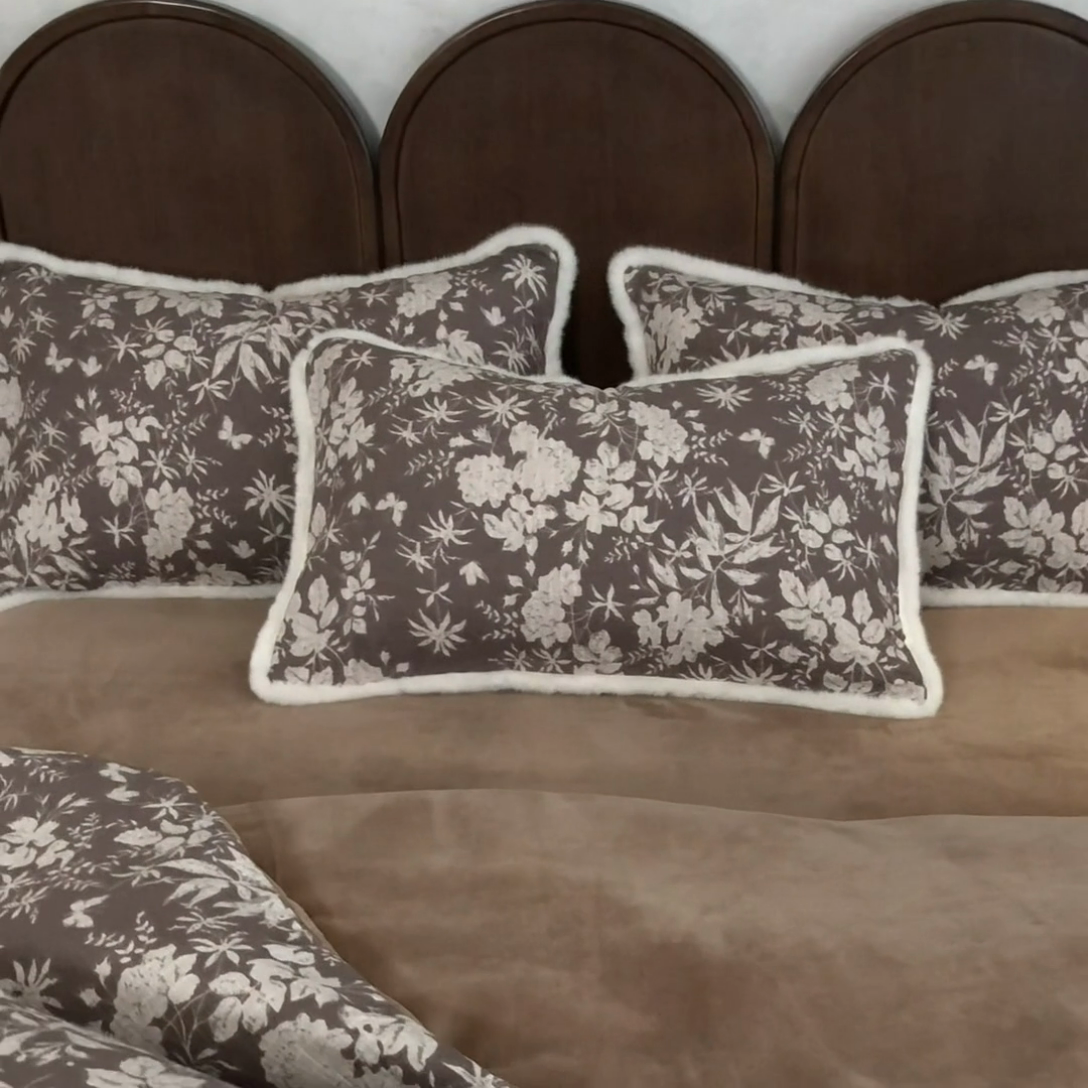 91家纺网 家纺一手货源 找家纺 迷尚家居 2025新款复古色织棉麻牛奶绒棉加绒四件套 枫林晚-绒