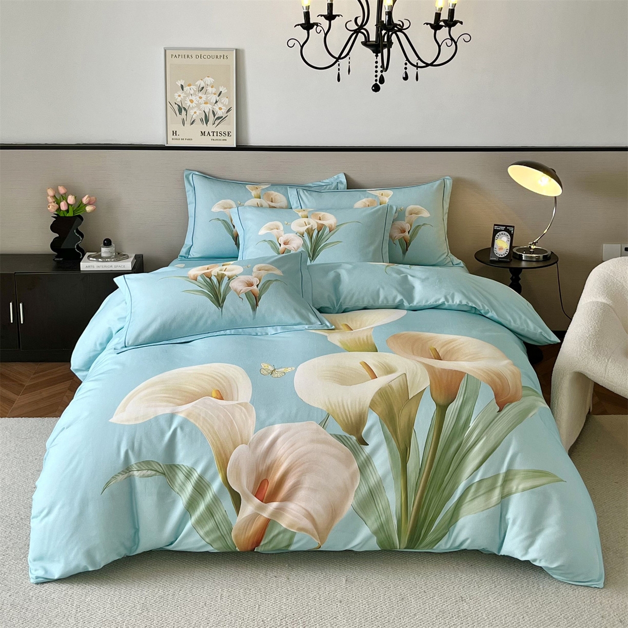 91家纺网 家纺一手货源 找家纺 曼秀琳 2025秋冬新款全棉磨毛印花四件套 清新俊逸-兰