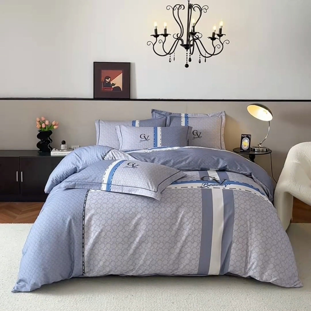 91家纺网 家纺一手货源 找家纺 曼秀琳 2025秋冬新款全棉磨毛印花四件套 思维-兰