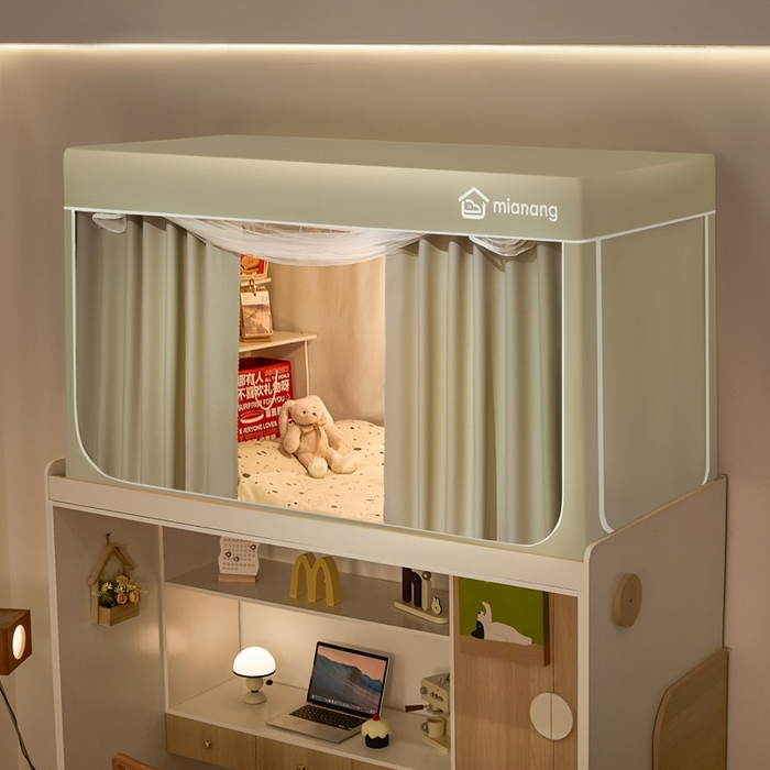 91家纺网 家纺一手货源 找家纺 卓尔居 2025新款学生遮光床帘蚊帐-遮光大师系列 米色