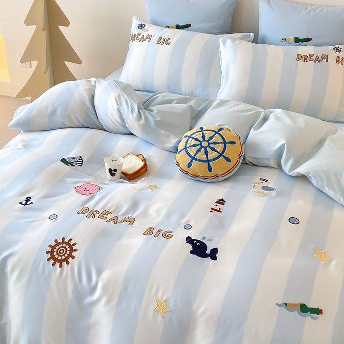 91家纺网 家纺一手货源 找家纺 （总）星野 2025新款双股澳棉长绒棉四件套-海洋之心