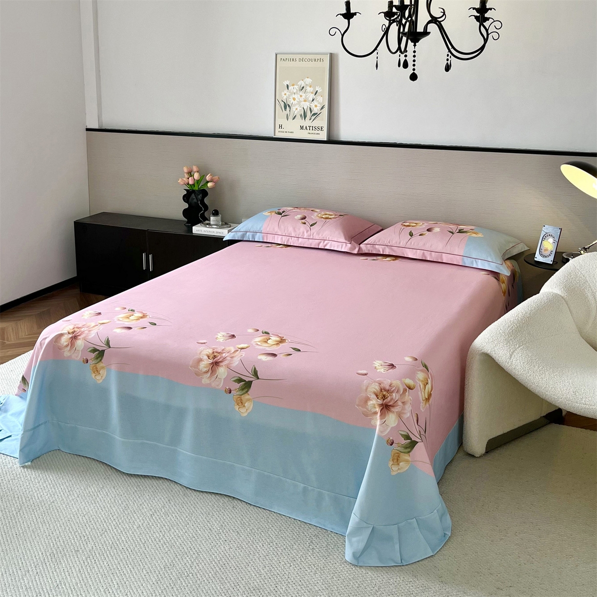 91家纺网 家纺一手货源 找家纺 曼秀琳 2025秋冬新款全棉磨毛印花四件套 岸芷汀兰-粉