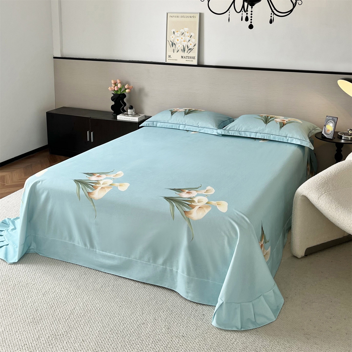 91家纺网 家纺一手货源 找家纺 曼秀琳 2025秋冬新款全棉磨毛印花四件套 清新俊逸-兰