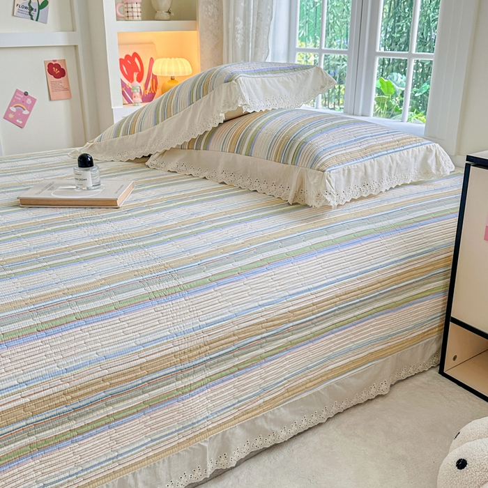 91家纺网 家纺一手货源 找家纺 岚吉家纺 2025新款全棉棉花床盖四件套 黄苏条