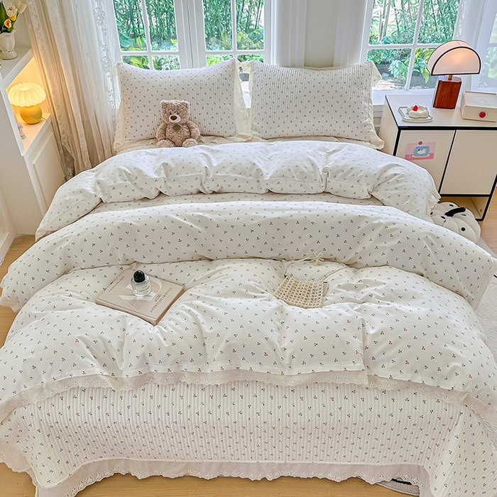 91家纺网 家纺一手货源 找家纺 岚吉家纺 2025新款全棉棉花床盖四件套 缤纷樱桃