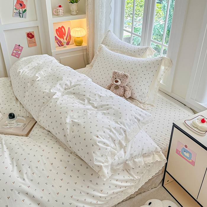 91家纺网 家纺一手货源 找家纺 岚吉家纺 2025新款全棉棉花床盖四件套 缤纷樱桃