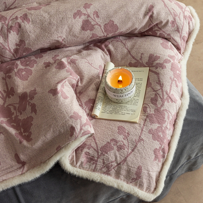 91家纺网 家纺一手货源 找家纺 迷尚家居 2025新款复古色织棉麻牛奶绒棉加绒四件套 俏颜-绒