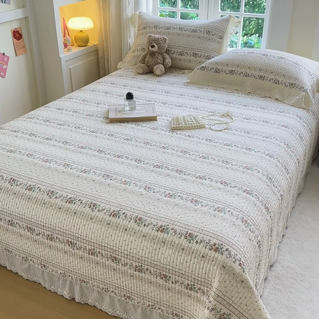 91家纺网 家纺一手货源 找家纺 岚吉家纺 2025新款全棉棉花床盖四件套 秋日玫瑰