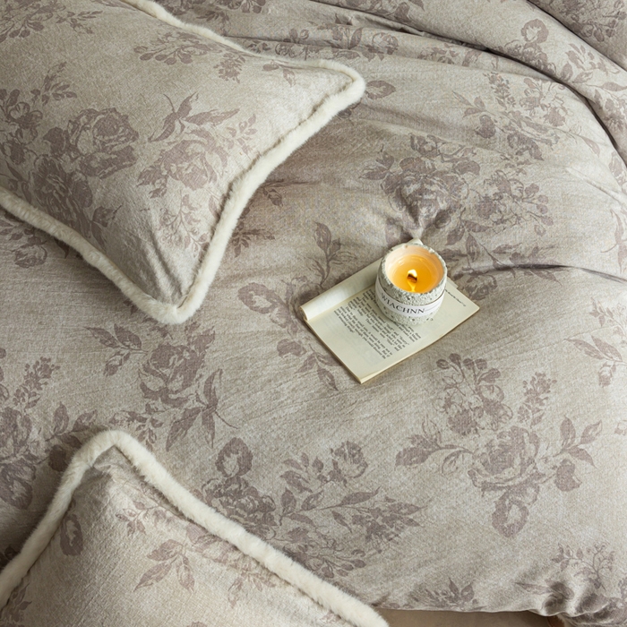 91家纺网 家纺一手货源 找家纺 迷尚家居 2025新款复古色织棉麻牛奶绒棉加绒四件套 风木槿咖-绒