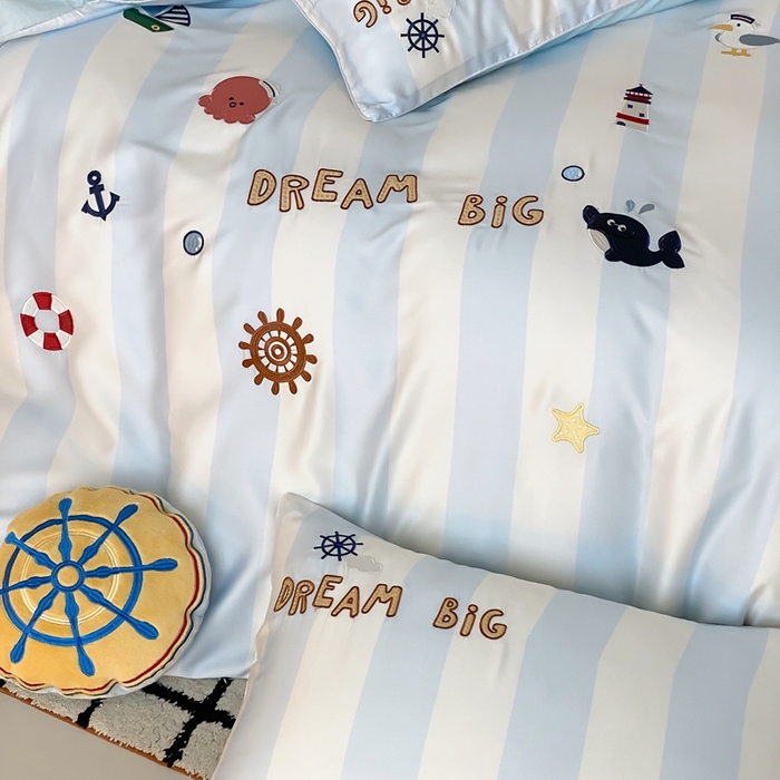 91家纺网 家纺一手货源 找家纺 （总）星野 2025新款双股澳棉长绒棉四件套-海洋之心