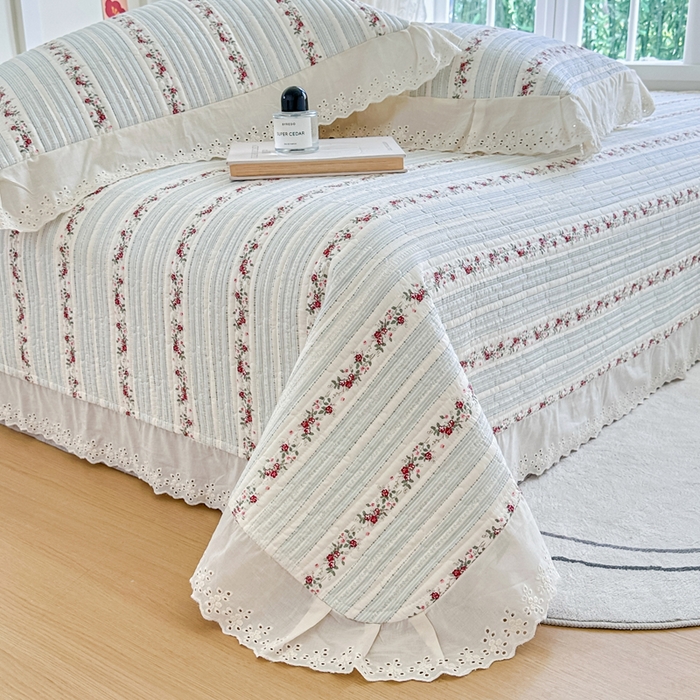 91家纺网 家纺一手货源 找家纺 岚吉家纺 2025新款全棉棉花床盖四件套 蓝美人