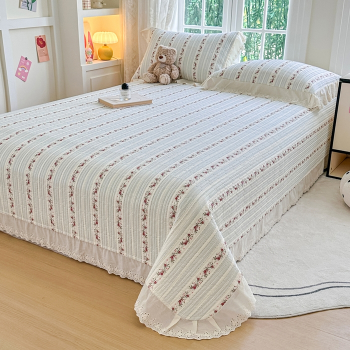 91家纺网 家纺一手货源 找家纺 岚吉家纺 2025新款全棉棉花床盖四件套 蓝美人