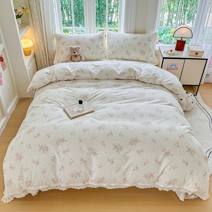 91家纺网 家纺一手货源 找家纺 岚吉家纺 2025新款全棉棉花床盖四件套 落落晨光