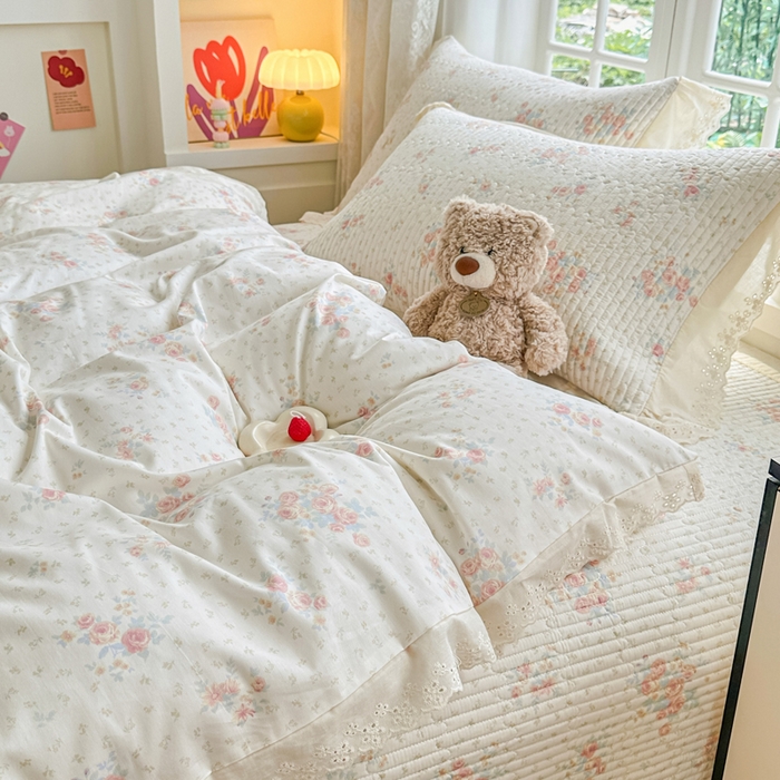 91家纺网 家纺一手货源 找家纺 岚吉家纺 2025新款全棉棉花床盖四件套 落落晨光