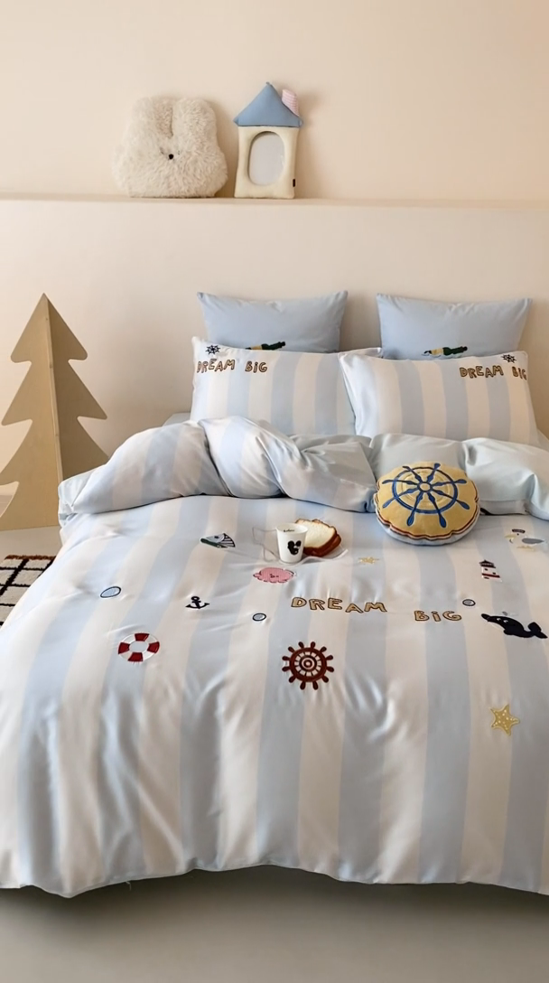 91家纺网 家纺一手货源 找家纺 （总）星野 2025新款双股澳棉长绒棉四件套-海洋之心